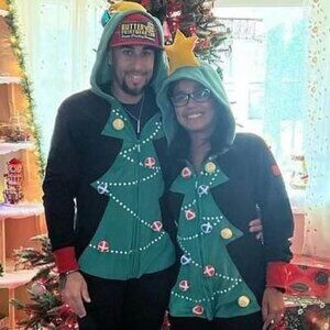 Matching Christmas Tree toss game Onesies
